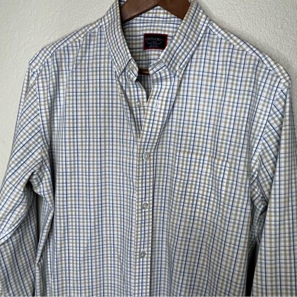 UNTUCKit Slim Fit Wrinkle Free Verdanel Checkered Button Down Shirt Men's Large - Picture 3 of 15